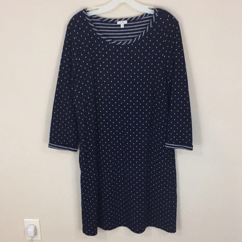 Talbots Factory Navy Polkadot Knit Dress Size Large